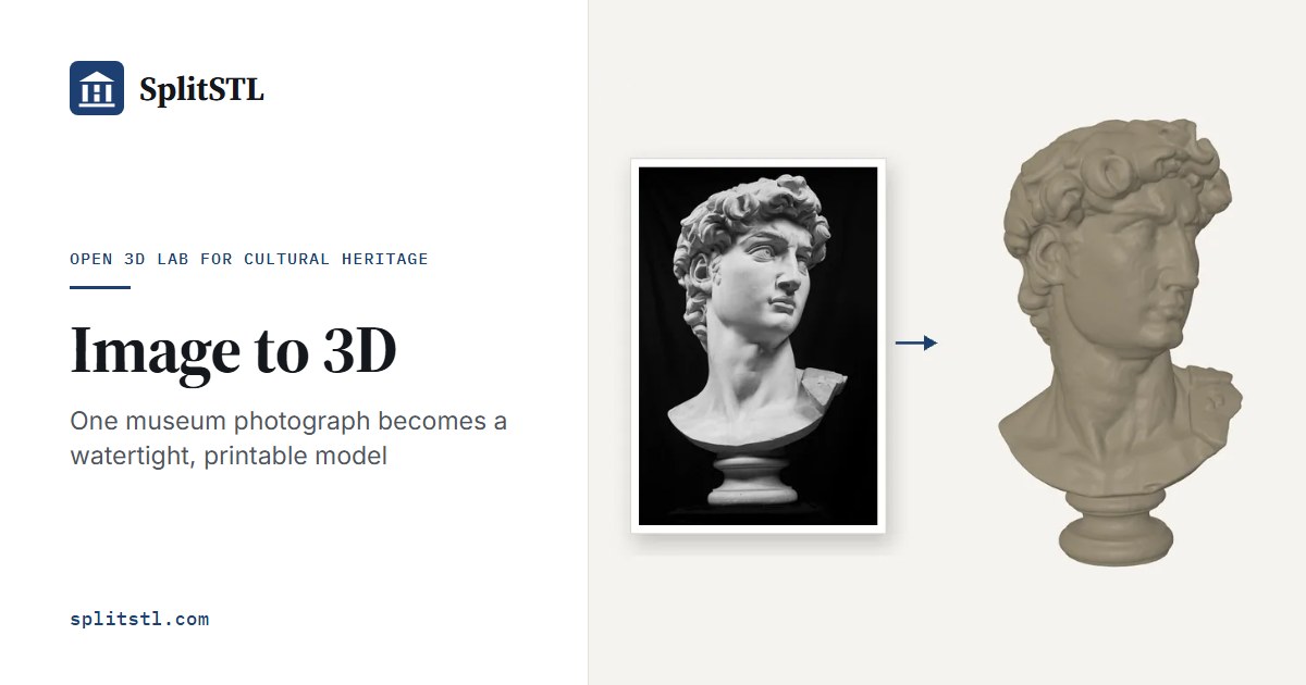Image to 3D: turn a picture into a printable STL model (AI) · SplitSTL